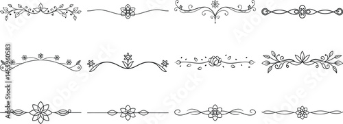 Set of Frame borders and text dividers, monochrome vectors collection