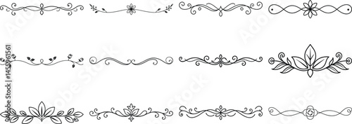 Set of Frame borders and text dividers, monochrome vectors collection