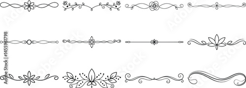 Set of Frame borders and text dividers, monochrome vectors collection