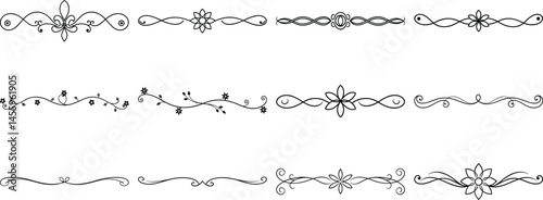 Set of Frame borders and text dividers, monochrome vectors collection