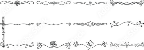 Set of Frame borders and text dividers, monochrome vectors collection