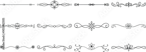 Set of Frame borders and text dividers, monochrome vectors collection