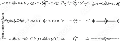 Set of Frame borders and text dividers, monochrome vectors collection