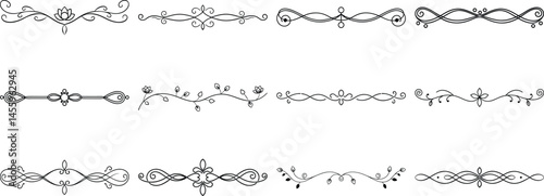 Set of Frame borders and text dividers, monochrome vectors collection