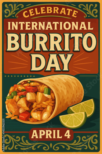 Celebrating Delicious Burrito with Fresh Lime Graphic Invitation Artwork