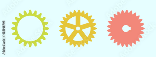 Colorful gear shape icon set. Vector sign. Engineering symbol