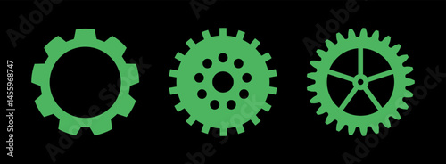 Colorful gear shape icon set. Vector sign. Engineering symbol