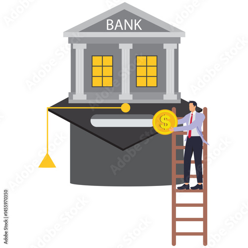 Education or training costs, student loans, heavy education loan costs or student debt, huge banks holding down graduation caps