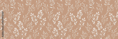 Wallpaper Mural Seamless vector pattern with delicate leafy stems in soft hues on a light beige background. Pastel elegant botanical design, perfect for textiles, wallpapers, packaging, invitations Torontodigital.ca