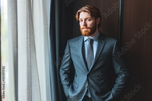 Professional in a suit indicating a rising graph, representing business development and future growth