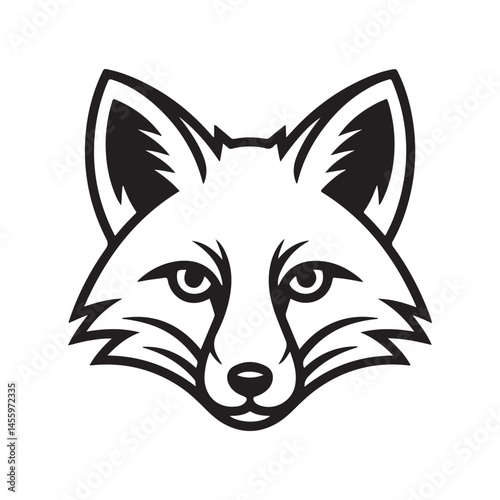 Black color fox head silhouette vector. Fox face icon. Vector illustration eps 10