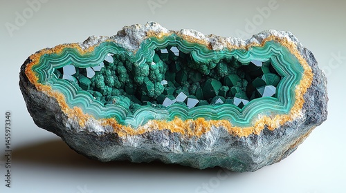 Vivid green malachite exhibits vibrant green bands and patterns within a copper carbonate hydroxide mineral.