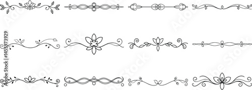 Set of Frame borders and text dividers, monochrome vectors collection