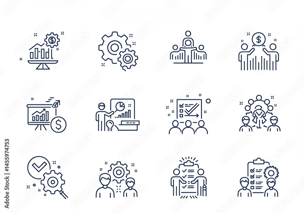 Business and Strategy Outline Icons Set for Presentations Business and Strategy Outline Icons Set for Presentations