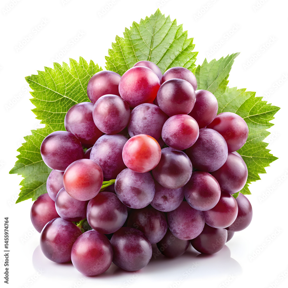 Fototapeta premium Sweet Grapes Cluster Cutout on White Background