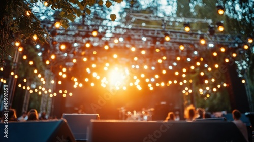 Outdoor stage lights blurred background