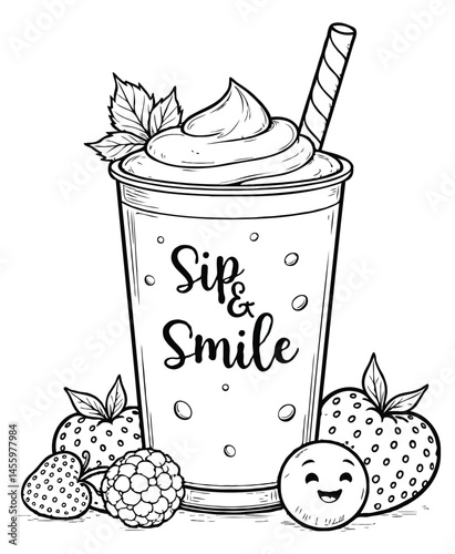 Happy Smoothie Sip & Smile Coloring Page