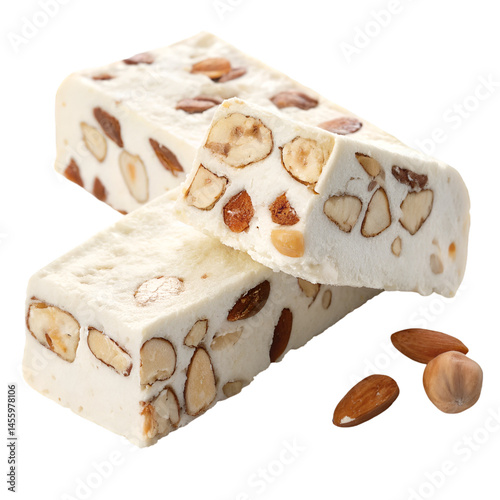 Fotografia Piece of nougat isolated on white background