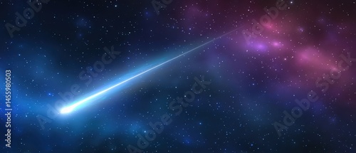 Obraz na płótnie A bright shooting star streaks across a colorful, star-filled night sky in space. w salonie