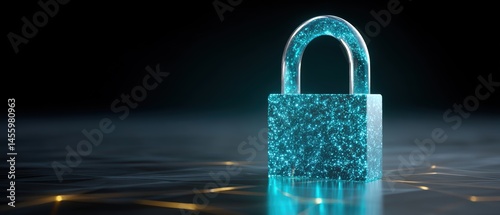 Obraz na płótnie A glowing padlock symbolizes digital security and data protection on a futuristic network background. w salonie