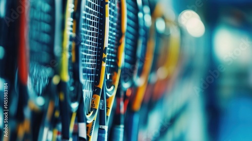 Tennis rackets display sports retail store