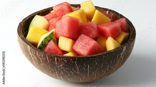 Tropical Fruit Salad in Coconut Bowl