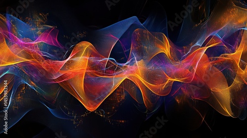 Vibrant flowing light waves abstract background dynamic energy movement colorful design