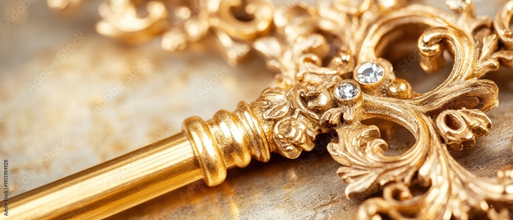Ornate Golden Key: A Symbol of Access and Luxury Ornate Golden Key: A Symbol of Access and Luxury