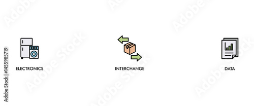 EID banner web icon vector illustration concept for electronic data interchange of business documents standard format with a cloud server, exchange, database, file, chart, automation, and process