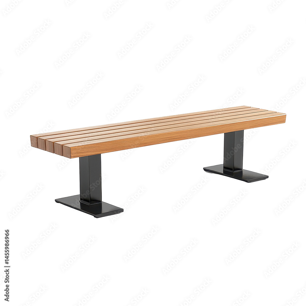Modern wooden bench design in an urban park setting ideal for relaxation or socializing outdoors Modern wooden bench design in an urban park setting ideal for relaxation or socializing outdoors