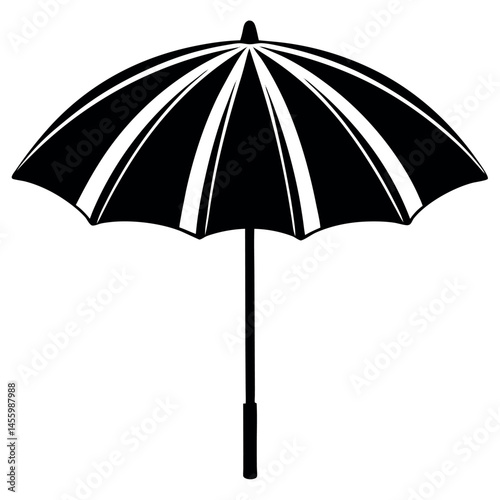   Beach umbrella silhouette vector illustration.
