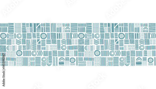 Abstract seamless gorizontal geometric pattern. African ethniс background. Vector flat hand drawn banner.