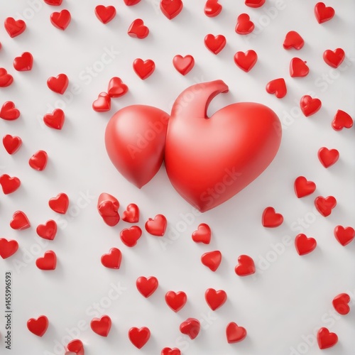 A single, vibrant red heart on a pure white background , cute, romance, design