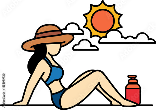 A woman sunbathing on the beach