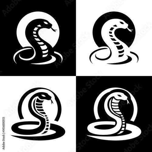 Cobra Silhouette Snake Vector Illustration with Venomous Wildlife Predator Dangerous Jungle Reptile Animal Exotic Deadly Dark Shadow Aggressive Coldblooded Hood Movement Survival Nature Art