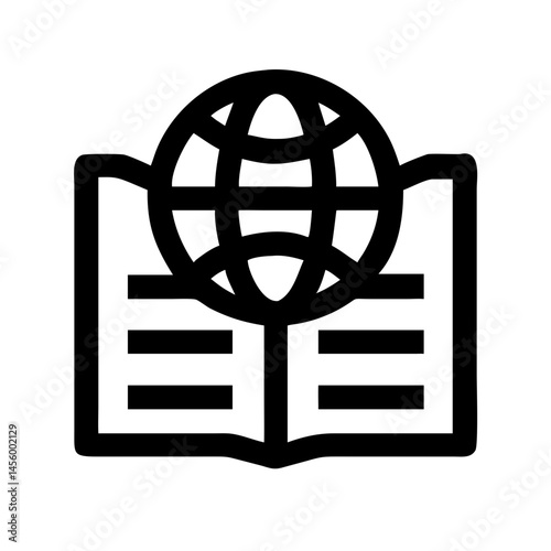 open book with globe silhouette on transparent background for web and graphic design