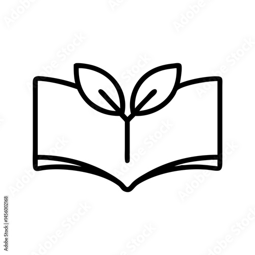 open book with leaf on transparent background for web and graphic design