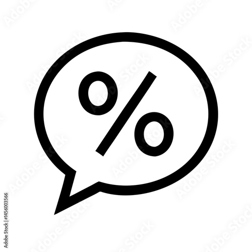 speech bubble with percent tax talk or advice silhouette on transparent background for web and graphic design