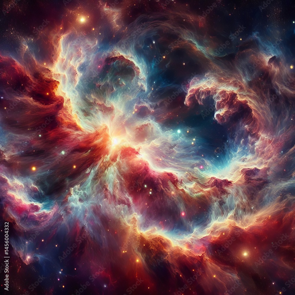 Fototapeta premium Cosmic dust cloud A nebula composed of swirling colorful cosmic