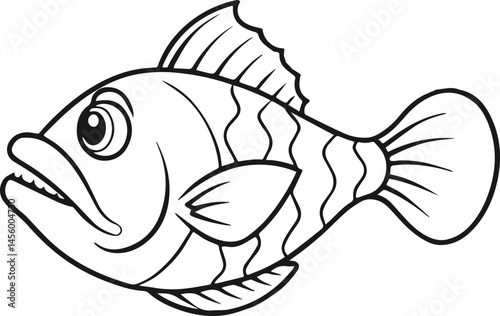 anglerfish outline vector illustration line art coloring book page