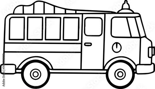 Fire engine  outline vector illustration line art coloring book page