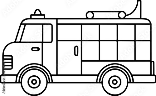 Fire engine  outline vector illustration line art coloring book page
