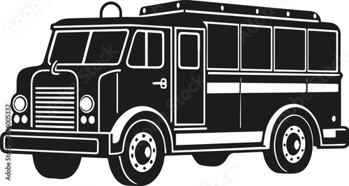 Fire engine silhouette vector illustration