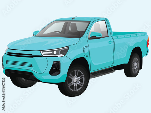 Realistic Car, Pickup and Vehicle Vector Illustration