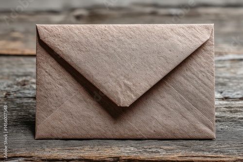 Intriguing Brown Envelope on Wooden Surface, Perfect for Stock Photography