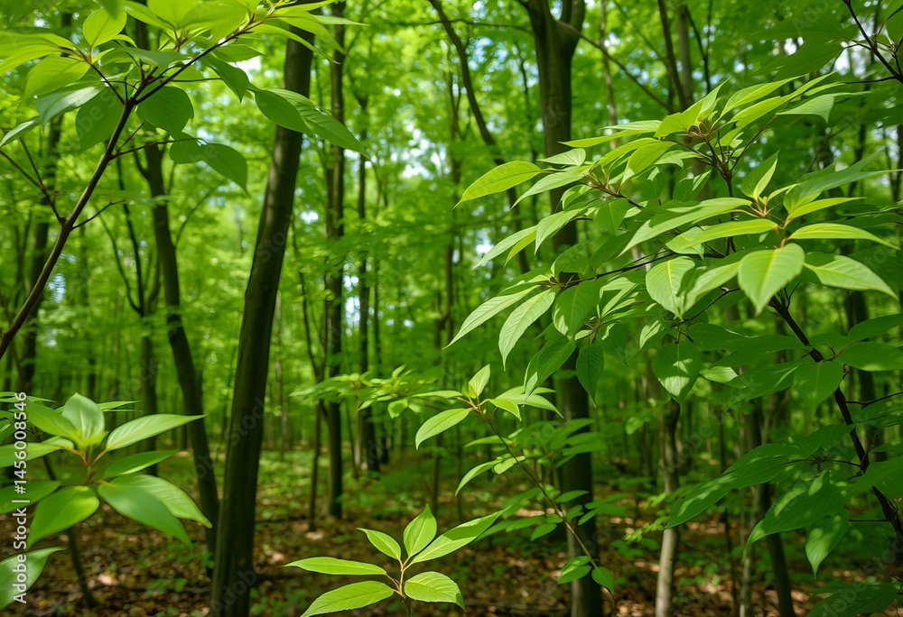 Naklejka premium Image Leaves in a forest clearing.