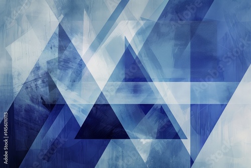 Abstract Blue Geometric Shapes and Textures in Artistic Composition