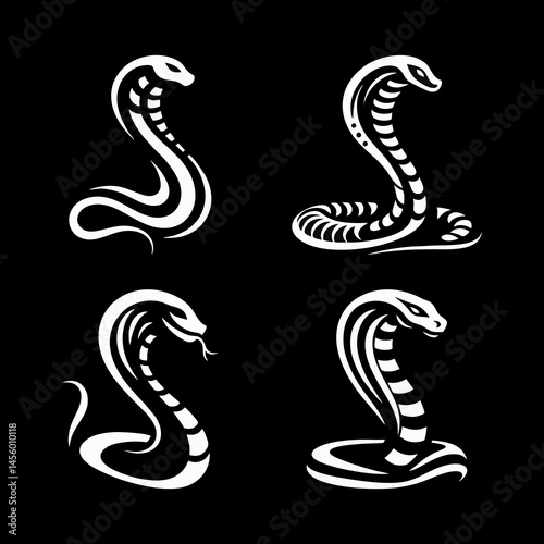 Cobra Silhouette Vector Illustration Featuring Venomous Wildlife Predator Snake Exotic Dangerous Jungle Animal Reptile Shadow Art Aggressive Deadly Elegant Movement Coldblooded Survival Nature