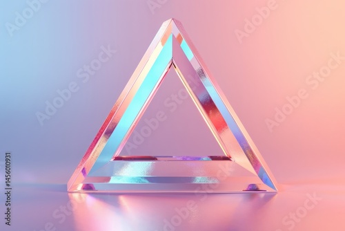 Abstract Glass Triangle with Colorful Reflection and Soft Background