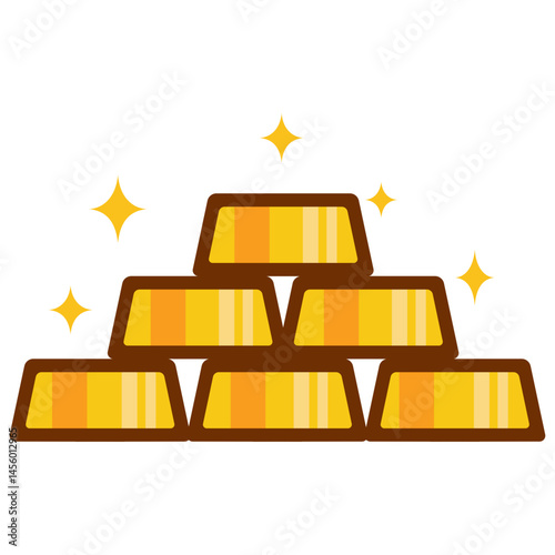 Gold Bar Stack Icon Golden Ingot Vector Illustration Financial Treasure Sign Business Concept
